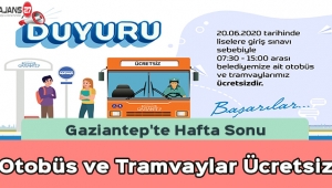 Gaziantep'te Otobüs ve Tramvaylar Ücretsiz