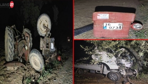 Kamyonetin çarptığı traktör üçe bölündü: 1 ölü, 1 yaralı