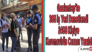 Gaziantep'te 365 iş yeri denetlendi 2468 kişiye koronavirüs cezası yazıldı