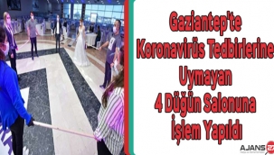 Gaziantep'te Koronavirüs Tedbirlerine Uymayan 4 Düğün Salonuna İşlem Yapıldı