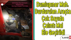 Dumlupınar mahallesinde durdurulan araçta çok sayıda çalıntı mal ele geçirildi