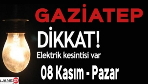 Gaziantep'te Elektrik Kesintisi - 08 Kasım 2020 - Pazar