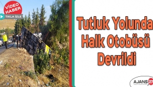 Tutluk yolunda halk otobüsü devrildi