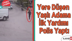Yere düşen yaşlı adama ilk yardımı polis yaptı