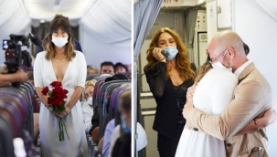 12.000 metre yükseklikte evlendiler