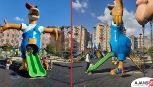 Gaziantep'te oyun parkında ki oyuncaklar tepki çekti