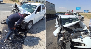 Suruç'ta feci kaza sonucu şoför araçta sıkıştı