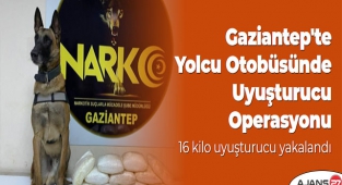 Gaziantep'te yolcu otobüsünde 16 kilo uyuşturucu yakalandı