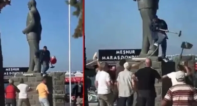 Ayvalık’ta Atatürk Heykeline Saldıran Şahsa Vatandaşlar Müdahale Etti
