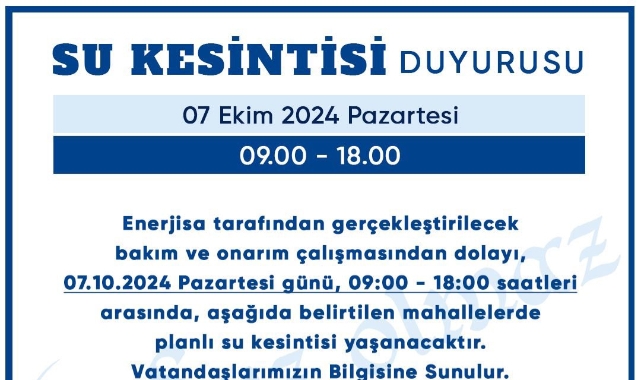 Gaziantep'te 7 Ekim'de Geniş Kapsamlı Su Kesintisi!